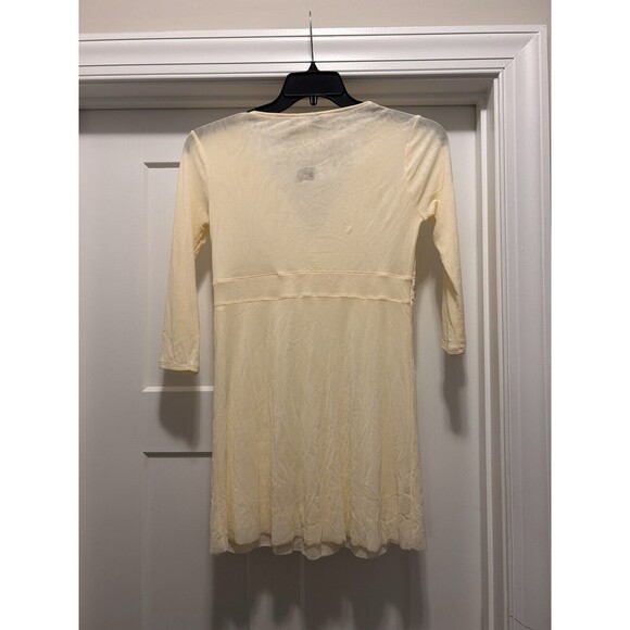 New Express Y2K Beaded Sequin Tunic Top 3/4 Sleeve Cream Casual Size Large Retro - Picture 6 of 6